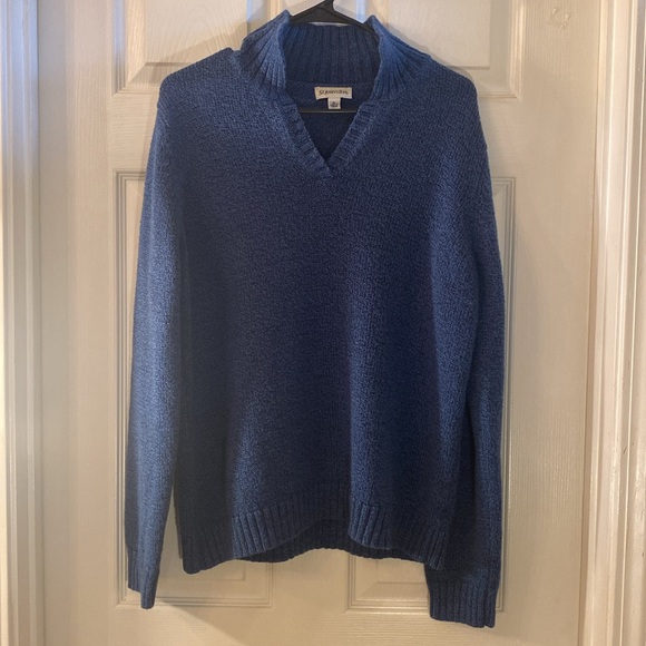 St. John's Bay Blue Knit Sweater - Picture 3 of 12